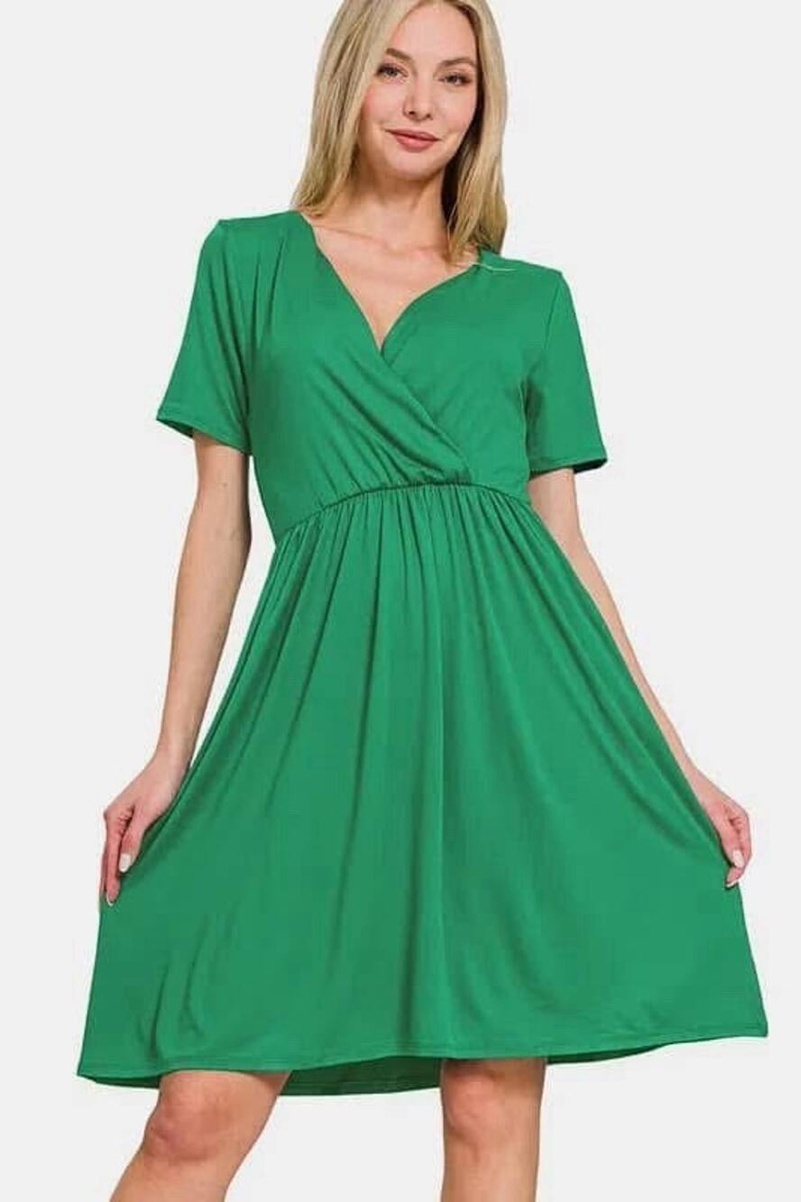Zenana Wrap Dress XL Green